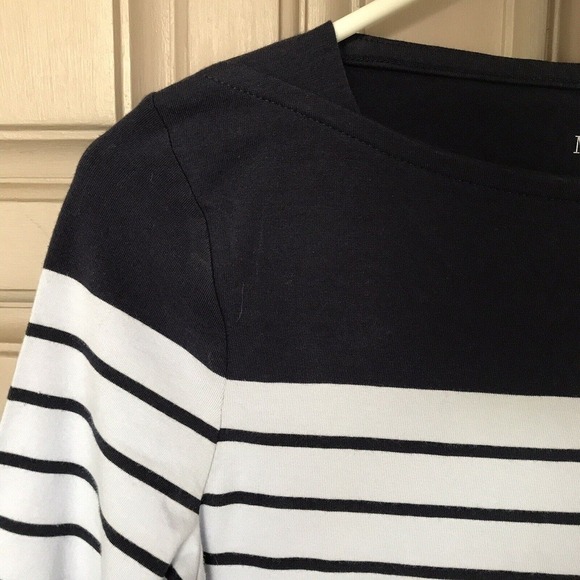 Merona T Shirt SzXS Blue/White Stripe Contrast Yoke 3/4 Sleeves NWT - Picture 6 of 8